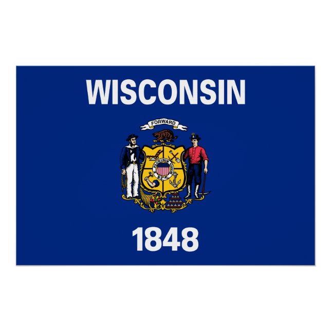 Póster Bandeira do Estado de Wisconsin (Frente)