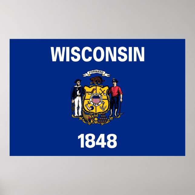 Poster Bandeira do Estado de Wisconsin (Frente)