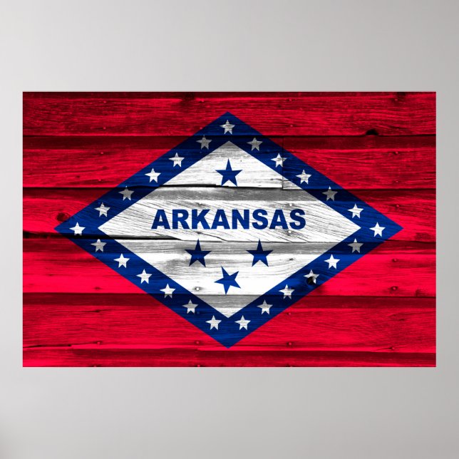 Poster Bandeira do Estado do Arkansas Grunge (Frente)
