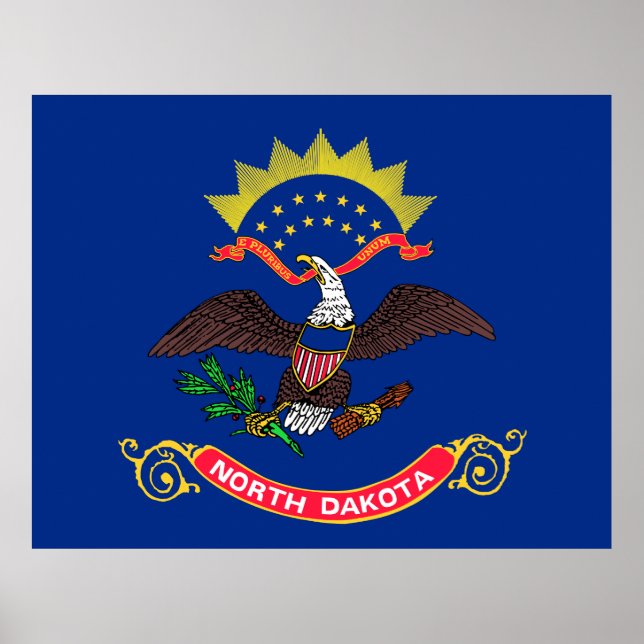 Poster Bandeira do Estado do Dakota do Norte (Frente)