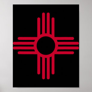 Poster Bandeira do Estado do Novo México Símbolo Zia Band