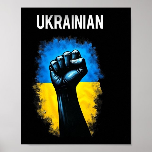 Poster Bandeira do Exército da Ucrânia Símbolo do Trident (Frente)