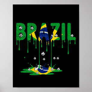 Poster Bandeira do Futebol Brasileiro Gotejando