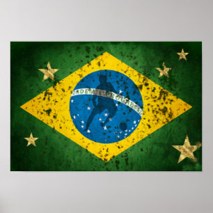 Poster Bandeira do Grunge de Brasil para esportes do