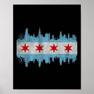 Poster Bandeira do Horizonte da Cidade de Chicago - Cidad