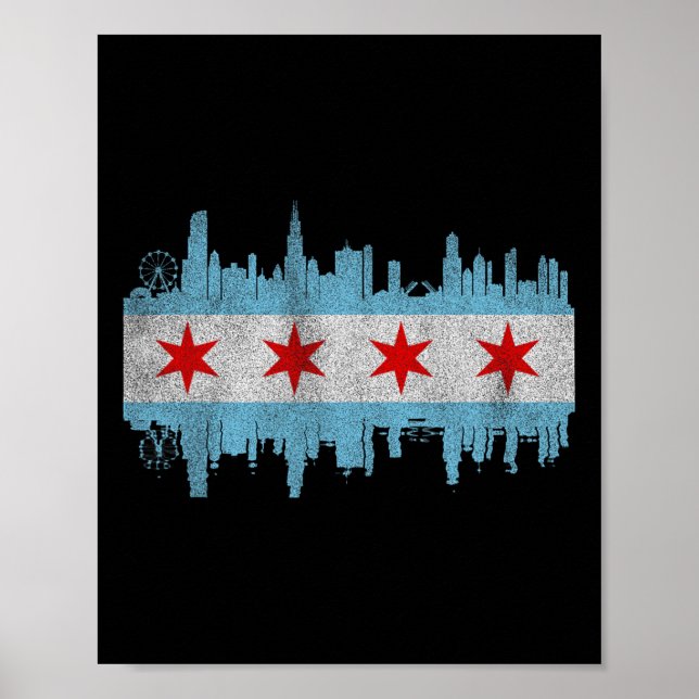 Poster Bandeira do Horizonte da Cidade de Chicago - Cidad (Frente)