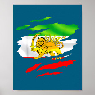 Poster Bandeira do Irã Mapa Leão Sol Conscientização Apoi