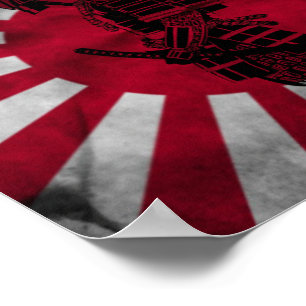 Póster Bandeira do japonês do samurai