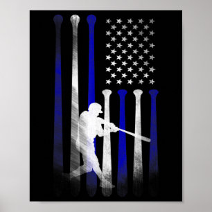 Poster Bandeira do jogador de bandeira americano de beise
