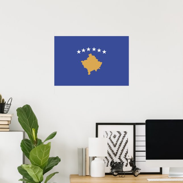 Poster Bandeira do Kosovo (Escritório em casa)