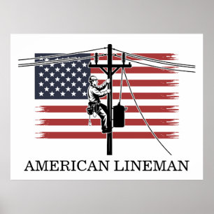 Poster Bandeira do Lineman Americano – Trabalho de Eletri