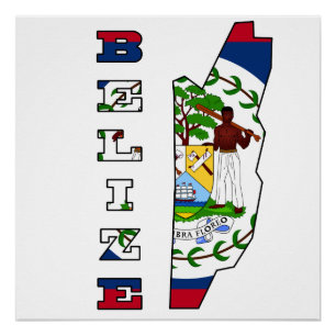 Póster Bandeira do mapa de Belize