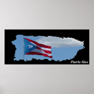 Poster Bandeira do Mapa de Porto Rico