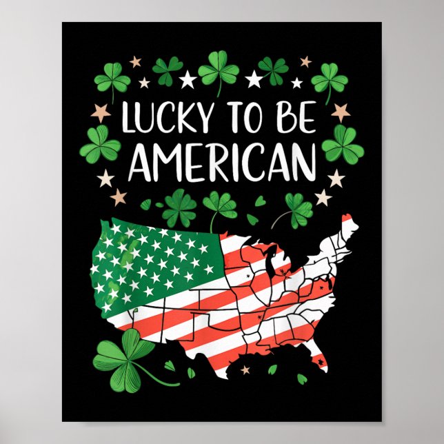 Poster Bandeira do Mapa do Trevo Americano Shamrock (Frente)