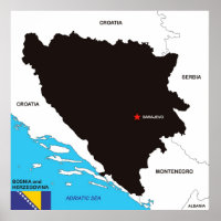 Bandeira do Mapa Político do País Bósnia-Herzegovi