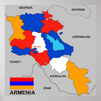 bandeira do mapa político do país da armênia