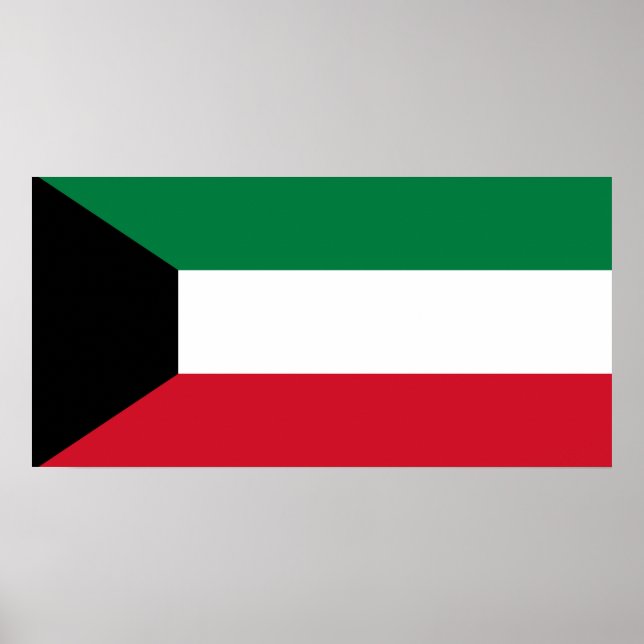 Póster Bandeira do Mundo do Kuwait (Frente)