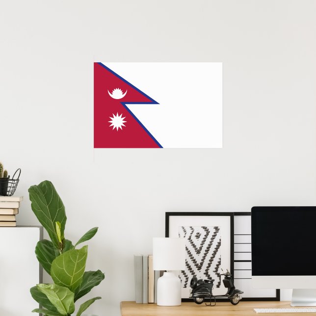 Poster Bandeira do Nepal (Escritório em casa)