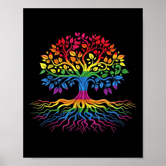 Poster Bandeira do Orgulho Gay Arco-íris da Vida da Árvor (Frente)