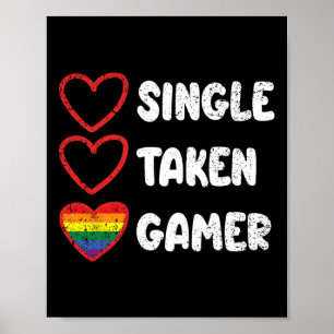 Poster Bandeira do Orgulho Gay Gamer Solteiro Casado Lgbt