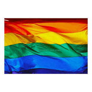 Póster Bandeira do orgulho gay SlipperyJoe's ondulando ve