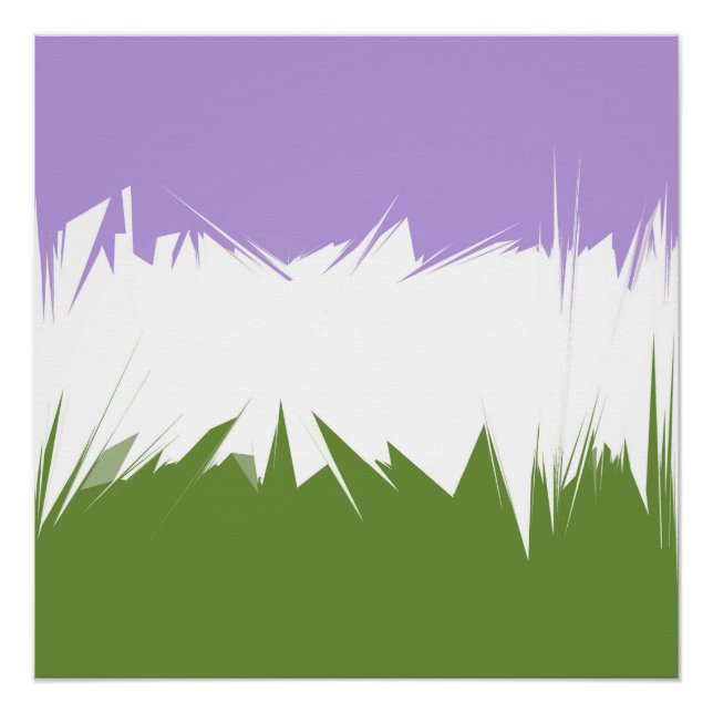 Póster Bandeira do Orgulho Genderqueer Abstrata ZigZag Es (Frente)
