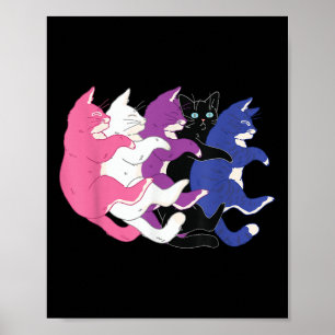 Poster Bandeira do Orgulho Gênero Fluido LGBTQ - Gatos Pi
