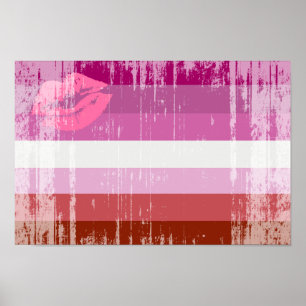 Póster Bandeira do Orgulho Lésbica de Batom