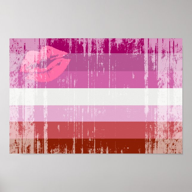 Póster Bandeira do Orgulho Lésbica de Batom (Frente)