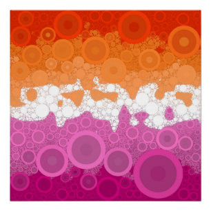 Póster Bandeira do Orgulho Lésbico Abstrato Groovy Boêmio
