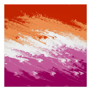 Póster Bandeira do Orgulho Lésbico Abstrato Trippy Squigg