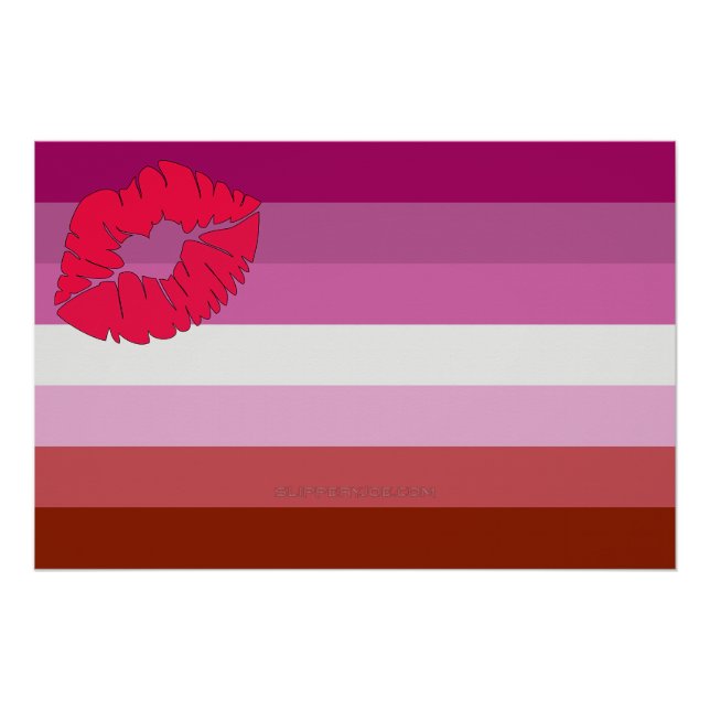Póster bandeira do orgulho lésbico batom SlipperyJoe femi (Frente)