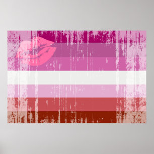 Poster Bandeira do Orgulho Lésbico de Batom