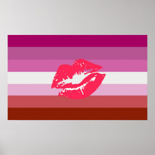 Póster Bandeira do Orgulho Lésbico de Batom