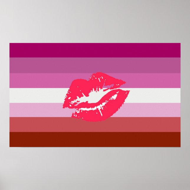 Póster Bandeira do Orgulho Lésbico de Batom (Frente)