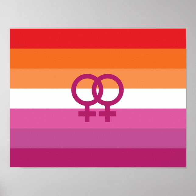 Poster Bandeira do Orgulho Lésbico WLW (Pôr do Sol) (Frente)