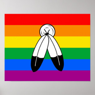 Poster Bandeira do Orgulho LGBTQ+ com Duas Espírito