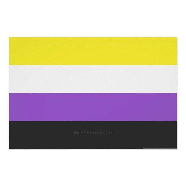 Póster Bandeira do Orgulho Não Binário SlipperyJoe's amar (Frente)