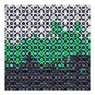 Póster Bandeira do Orgulho Neutrois Abstrata Pixelada Tri