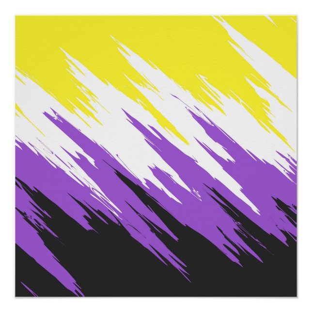 Póster Bandeira do Orgulho ZigZag Funky Grunge Abstrato N (Frente)