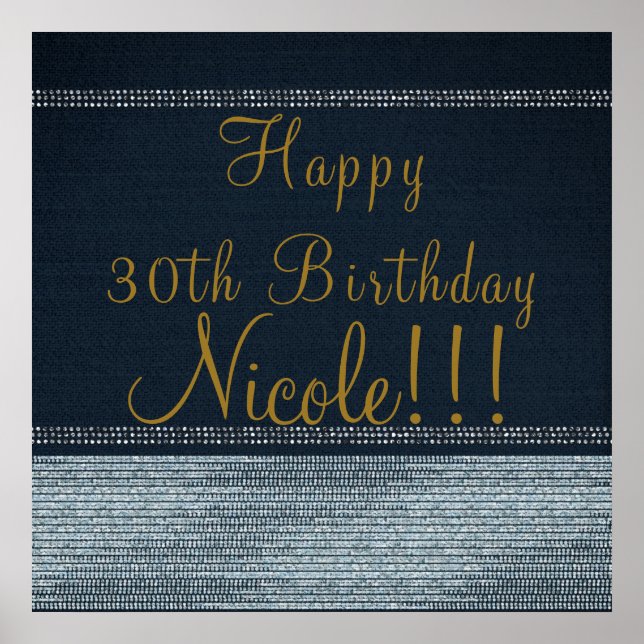 Póster Bandeira do Partido Chic do Glam Bling de Denim &  (Frente)