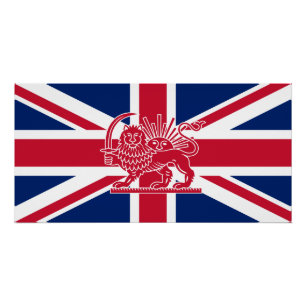 Póster Bandeira do Patrimônio Britânico-Iraniano Leão e