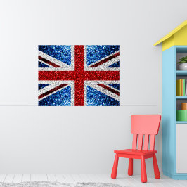 Poster bandeira do Reino Unido vermelha azul branca faísc