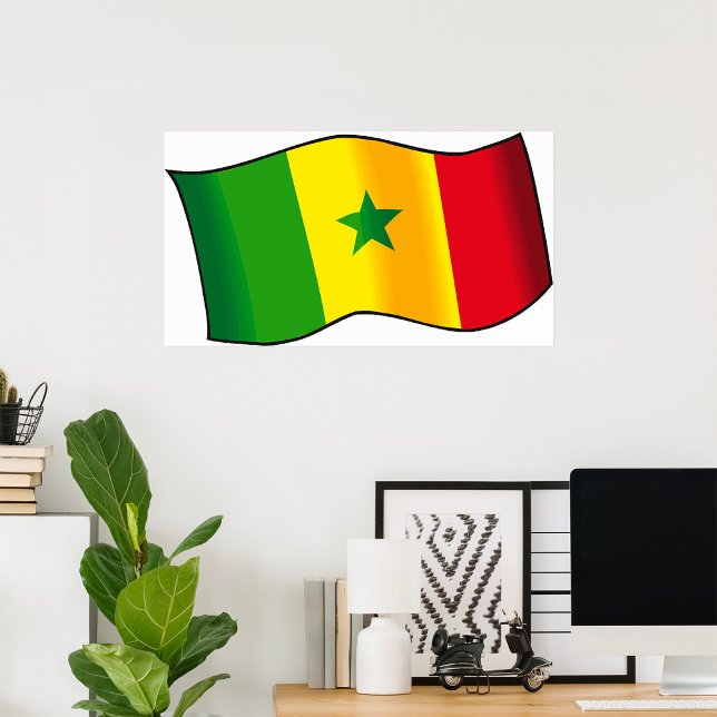 Poster Bandeira do Senegal Orgulho Senegalês Verde Amarel (Criador carregado)