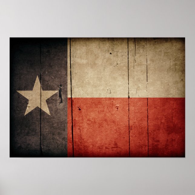 Póster Bandeira do Texas de madeira robusta (Frente)