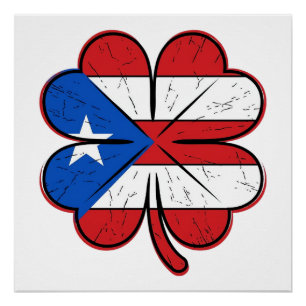 Póster Bandeira do Trevo de Porto Rico Ilustração Vetoria