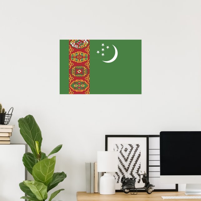Poster bandeira do Turcomenistão (Escritório em casa)
