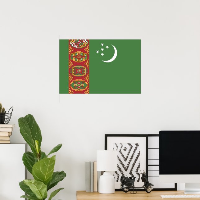 Poster bandeira do Turquemenistão (Escritório em casa)