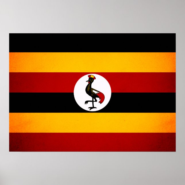 Póster Bandeira do Uganda Monocromático (Frente)