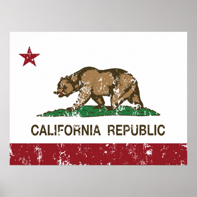 Poster Bandeira do Urso da República da Califórnia (Frente)